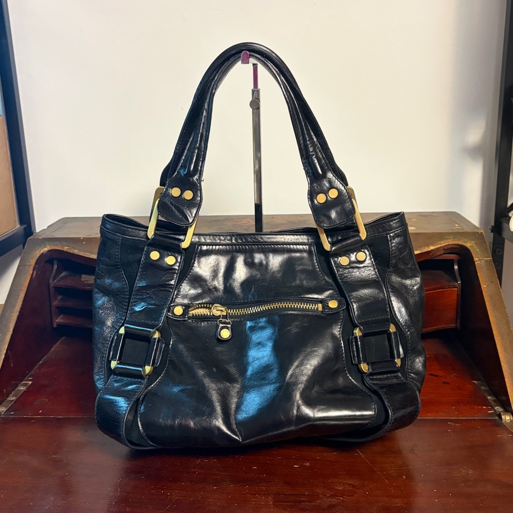 Authentic Jimmy Choo Black Patent Leather Handbag